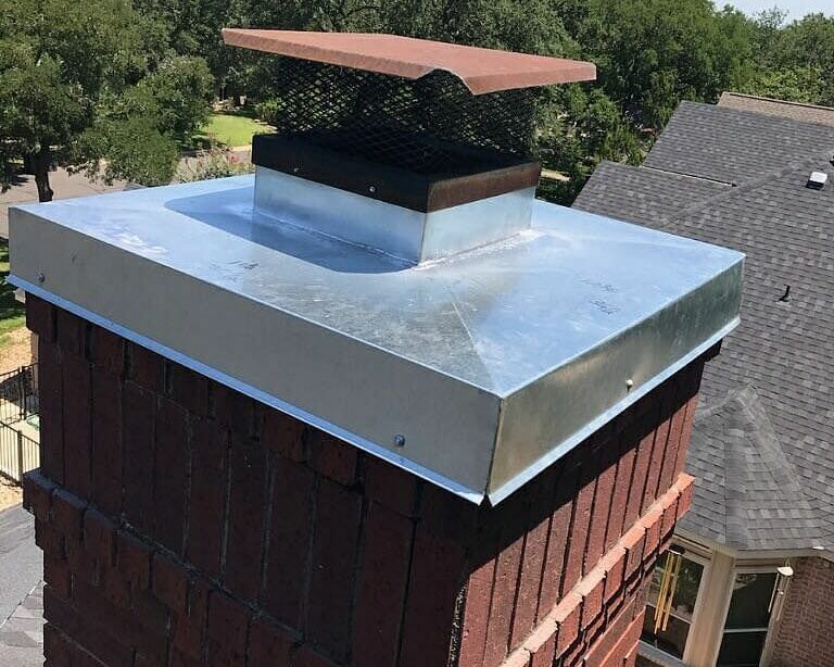 Chimney at the top of a roof in Austin.