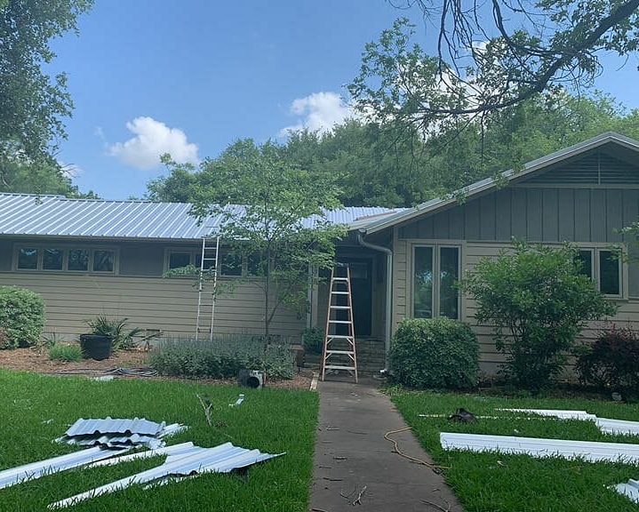 Final result of a new metal roof installation in Austin.