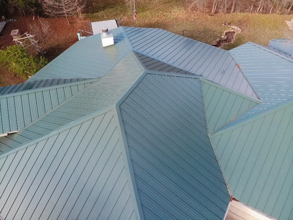 New metal roof installation on home in Burnet, Texas.