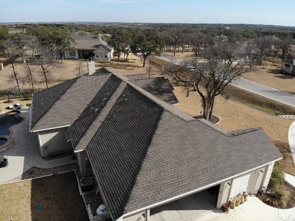 Liberty Hill home after A&W Roofing contractors have replaced the shingles.