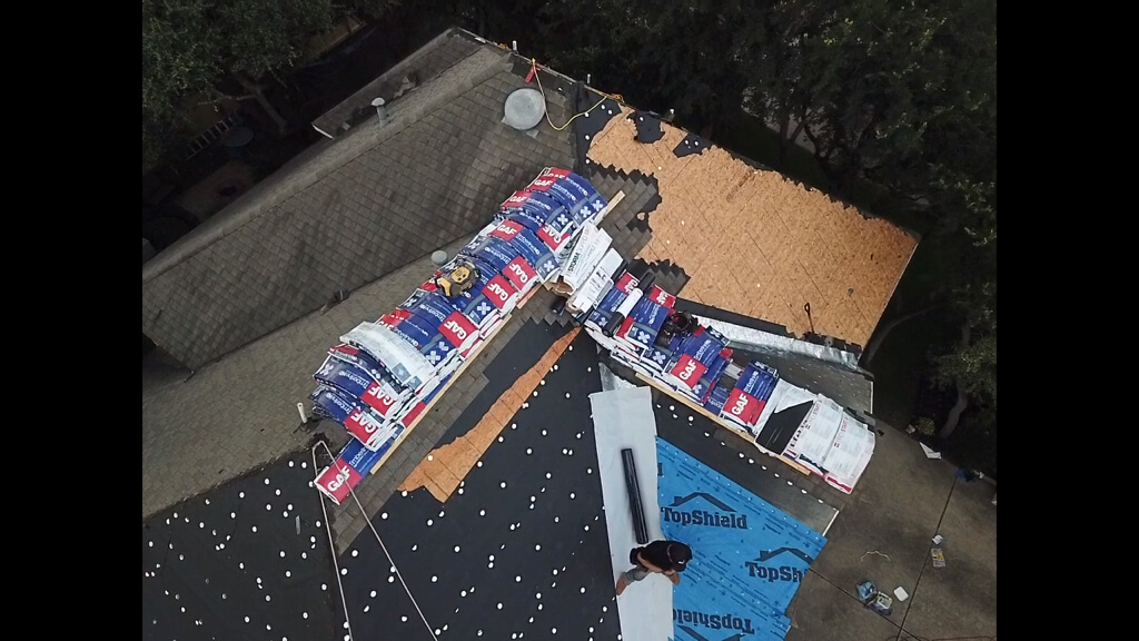 Pflugerville re-roof project with GAF-certified materials and contractors from A&W roofing company.
