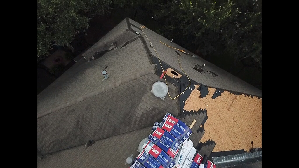 GAF-certified roofing materials on top of a residential roof in Pflugerville, Texas.