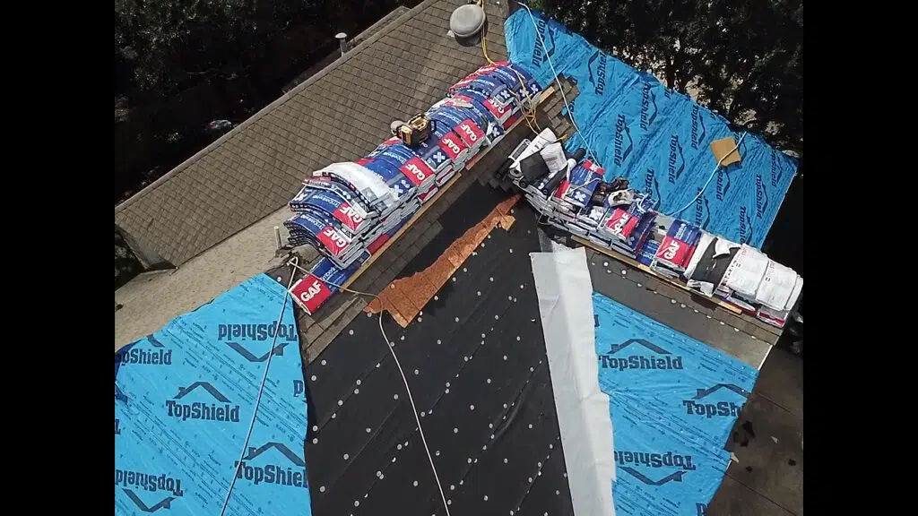 New roof installation in Pflugerville by GAF-certified roofing company.