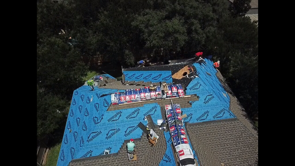 Pflugerville home undergoing a full roof replacement by A&W Roofing.