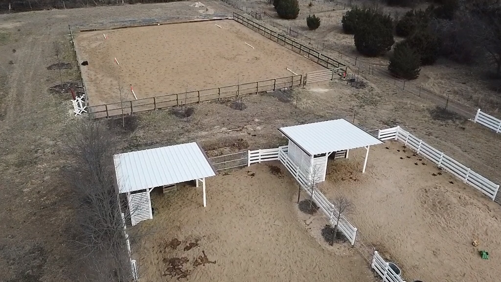 Metal roofing on top of horse corral in Liberty Hill.