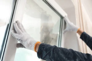 Technician replacing window on home in Austin.